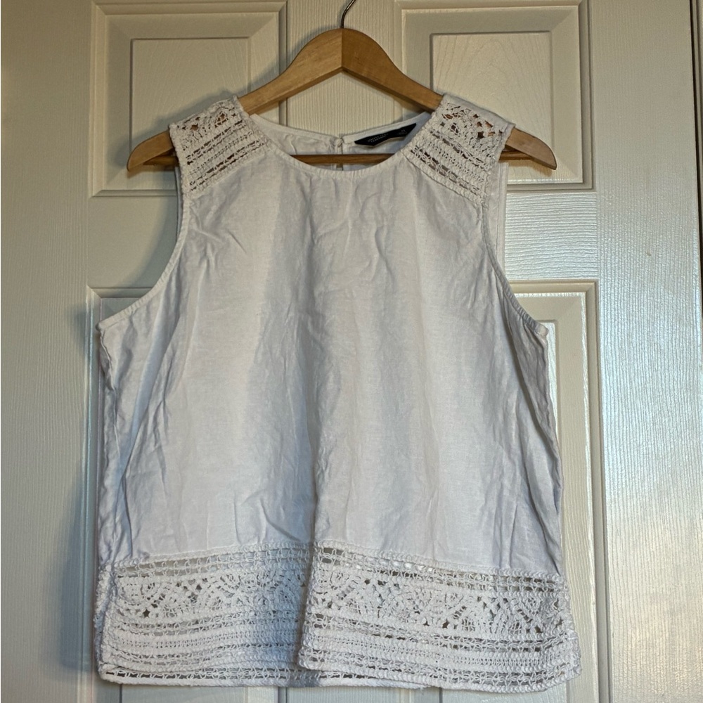Simply Vera Vera Wang Ivory Lace Trim Blouse